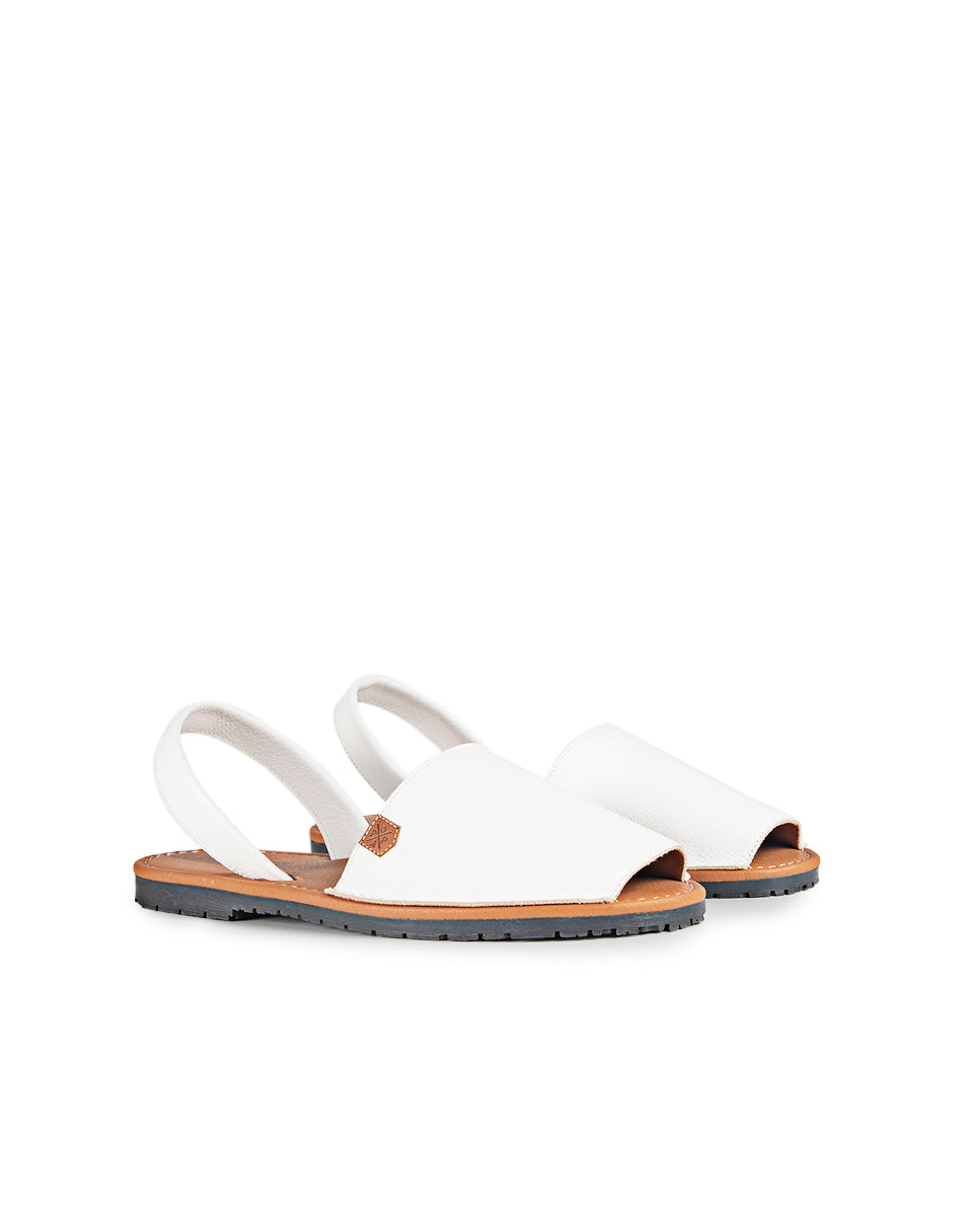 Menorquina Plat George Bay Cuir Blanc