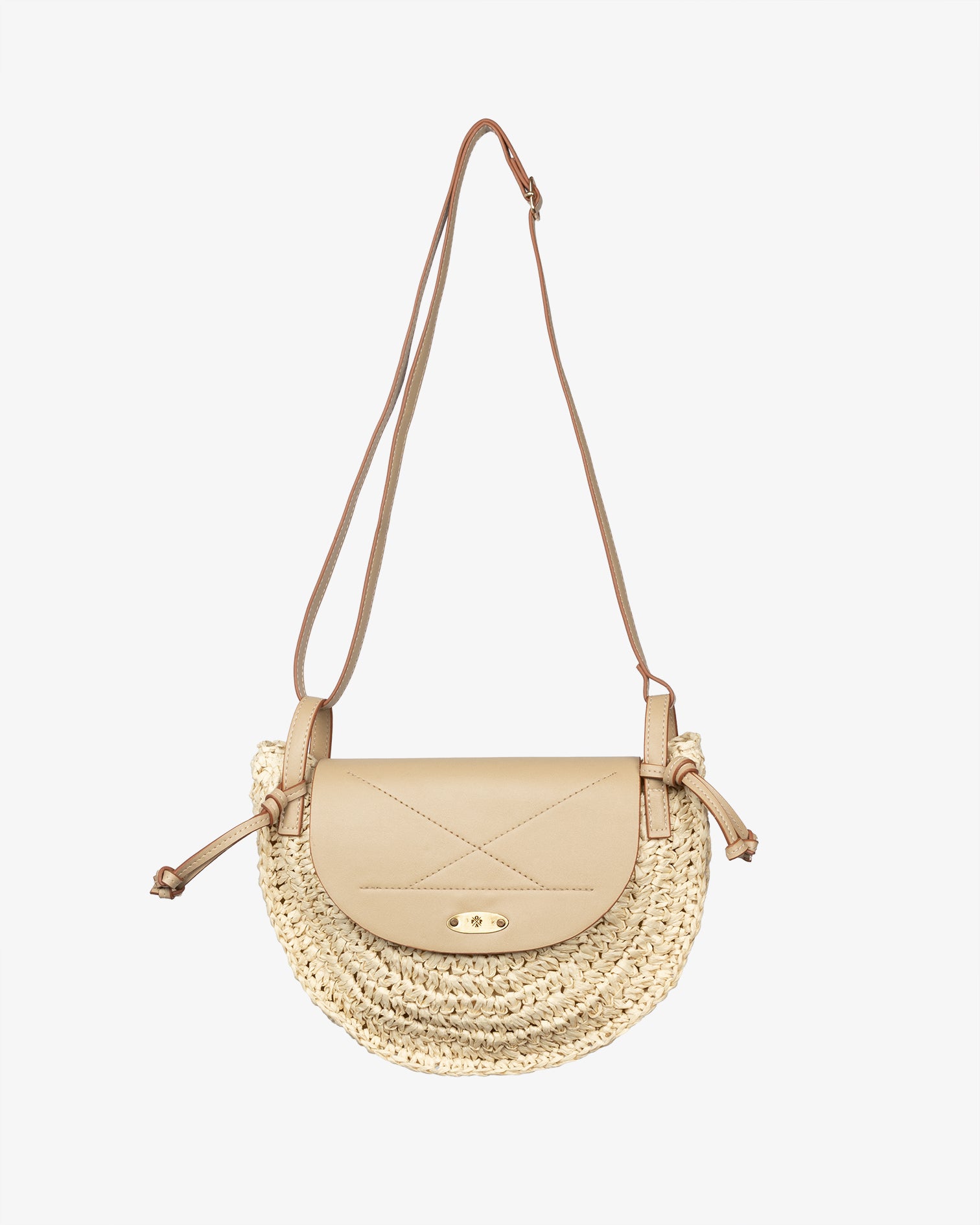 Tiziana Raffia Beige Shoulder Bag