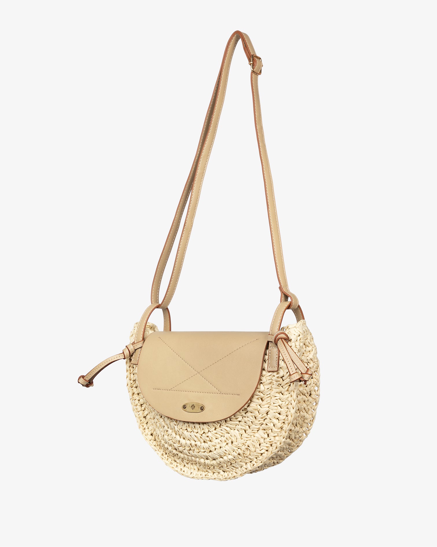 Tiziana Raffia Beige Shoulder Bag