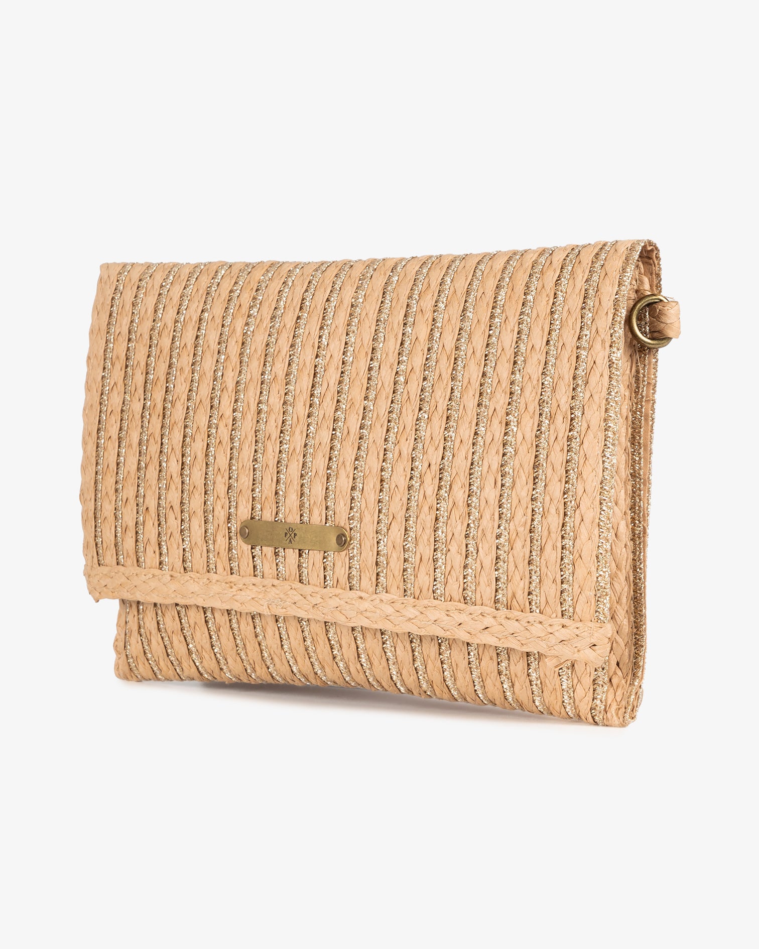 Bolso Alya Rafia Cuero y Oro M