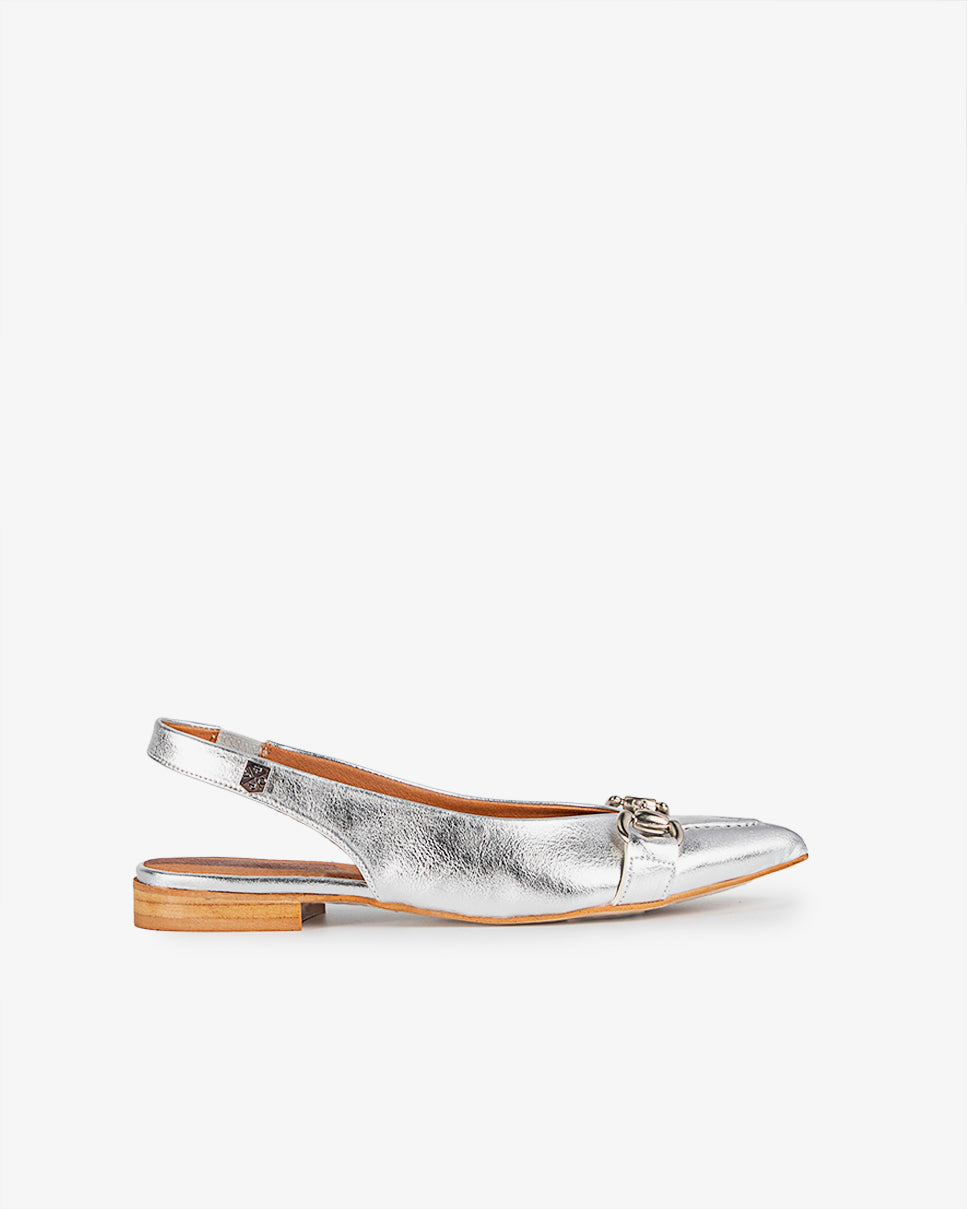 Ballerine Slingback laminée argentée Vega