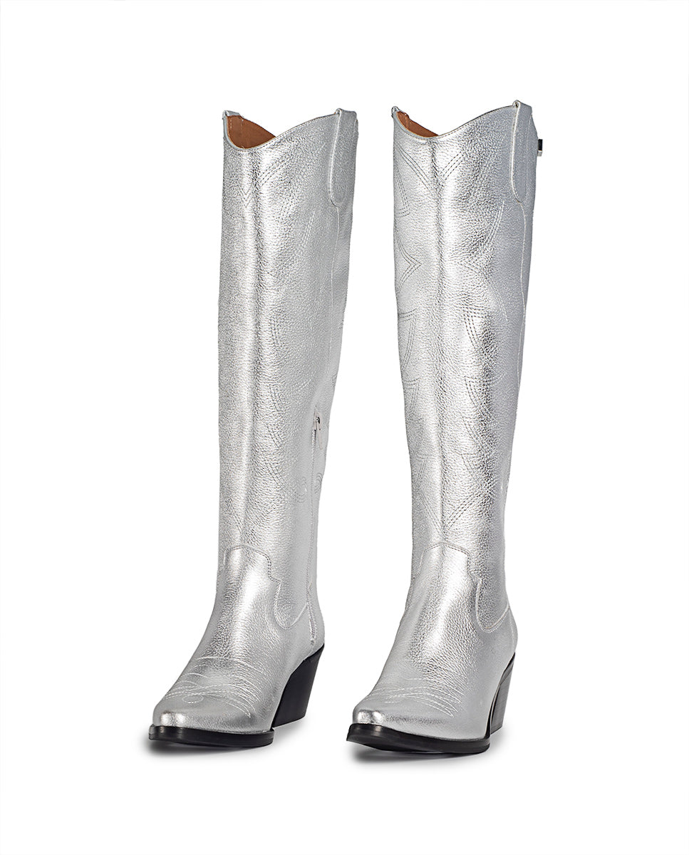Bota Paulina Laminado Plata