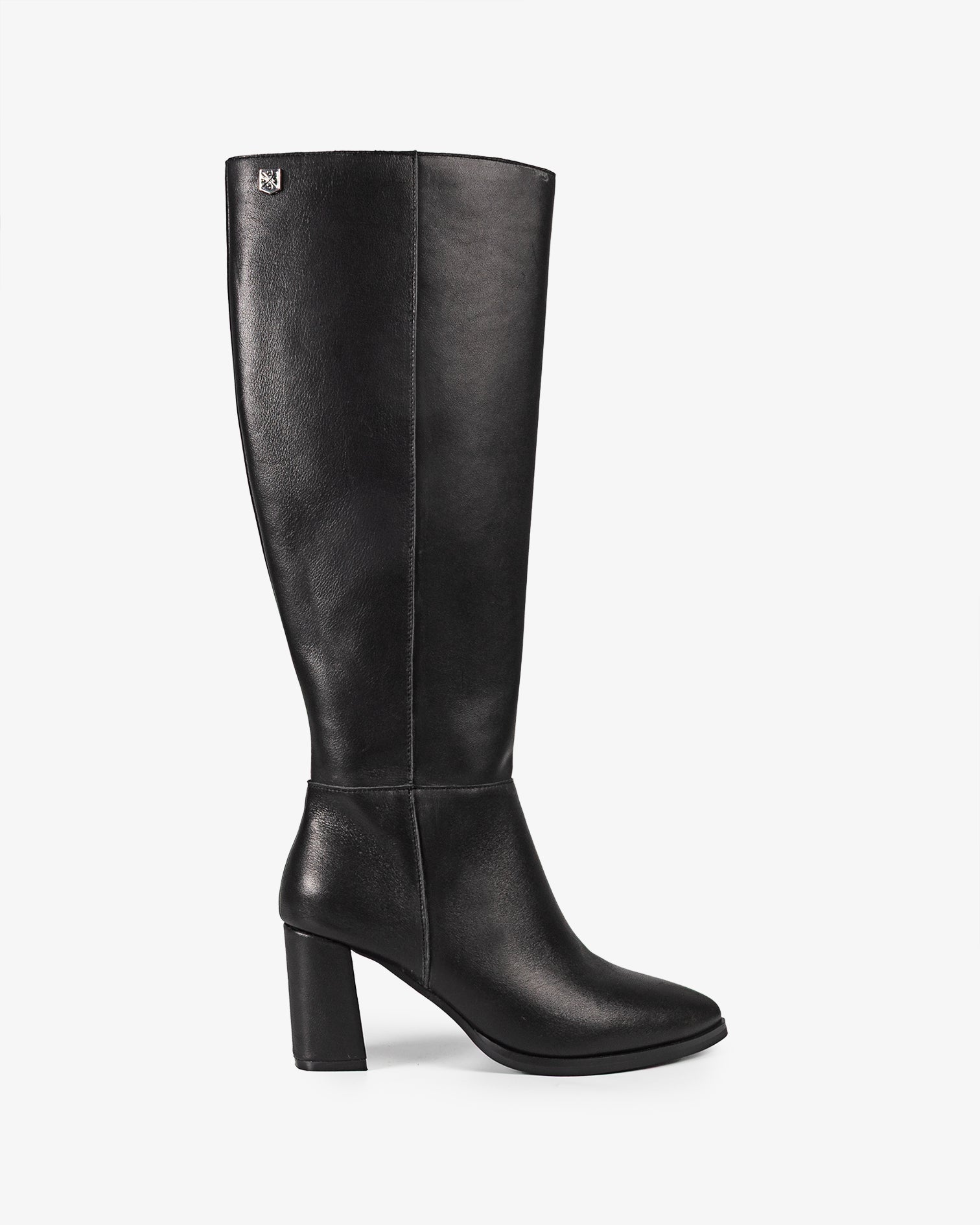 Bota Alta de Piel Negra Sinnara