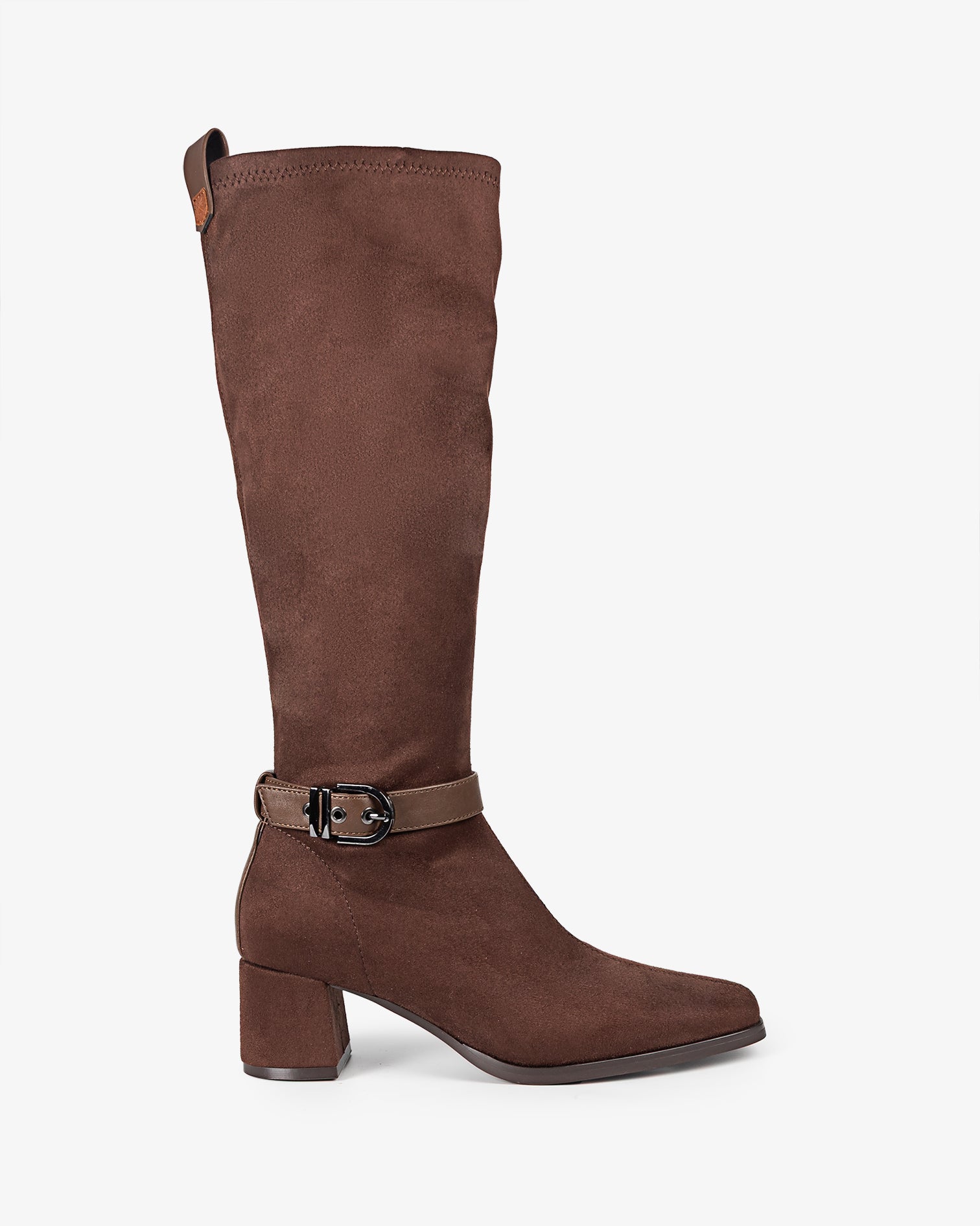 Botte haute en daim marron Flare