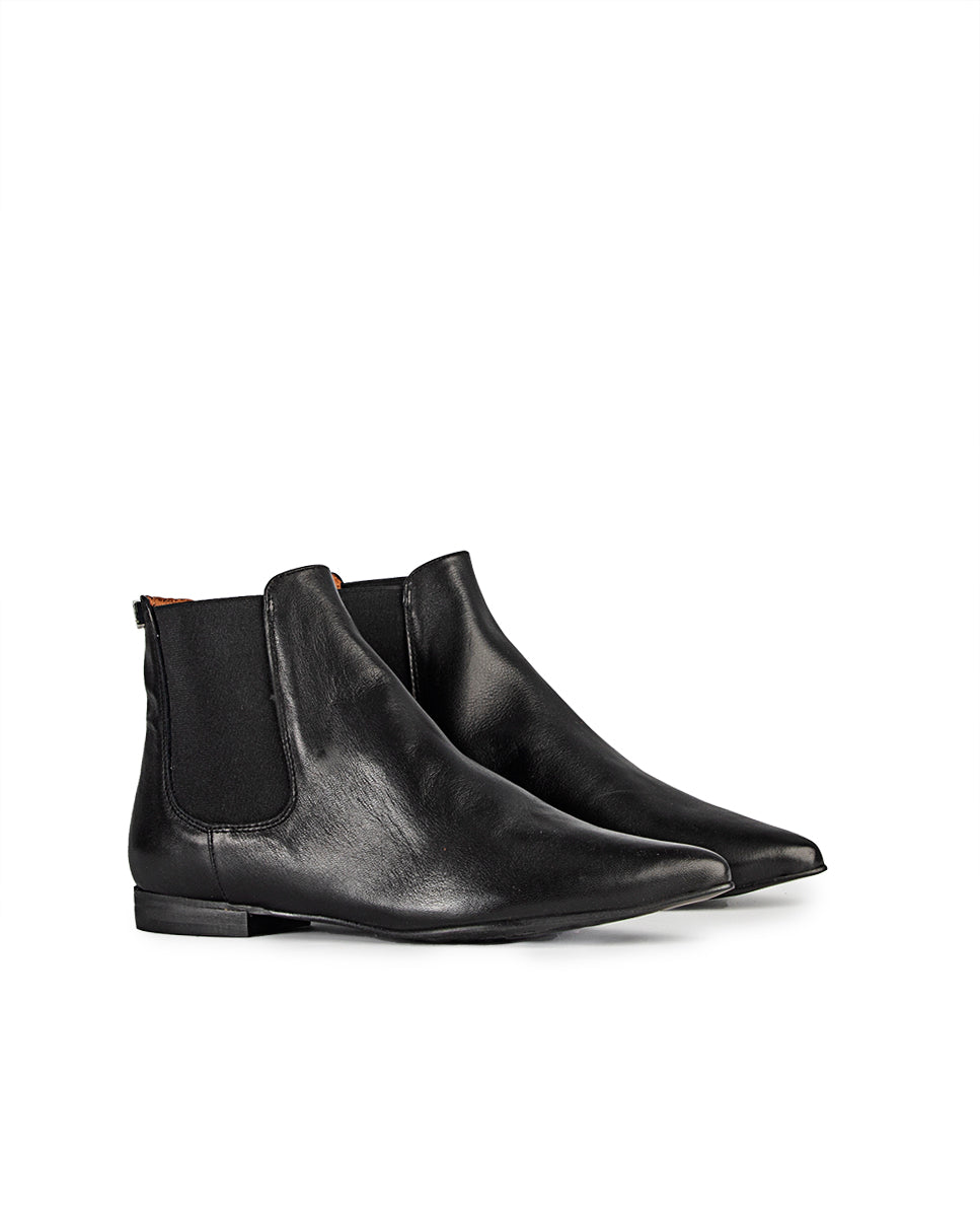 Angela Black Leather Ankle Boot