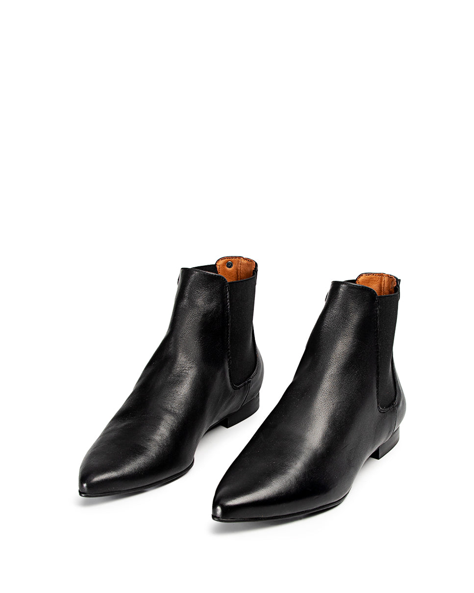 Angela Black Leather Ankle Boot