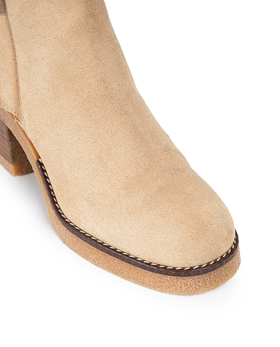 Billy Heel Boot in Beige Leather