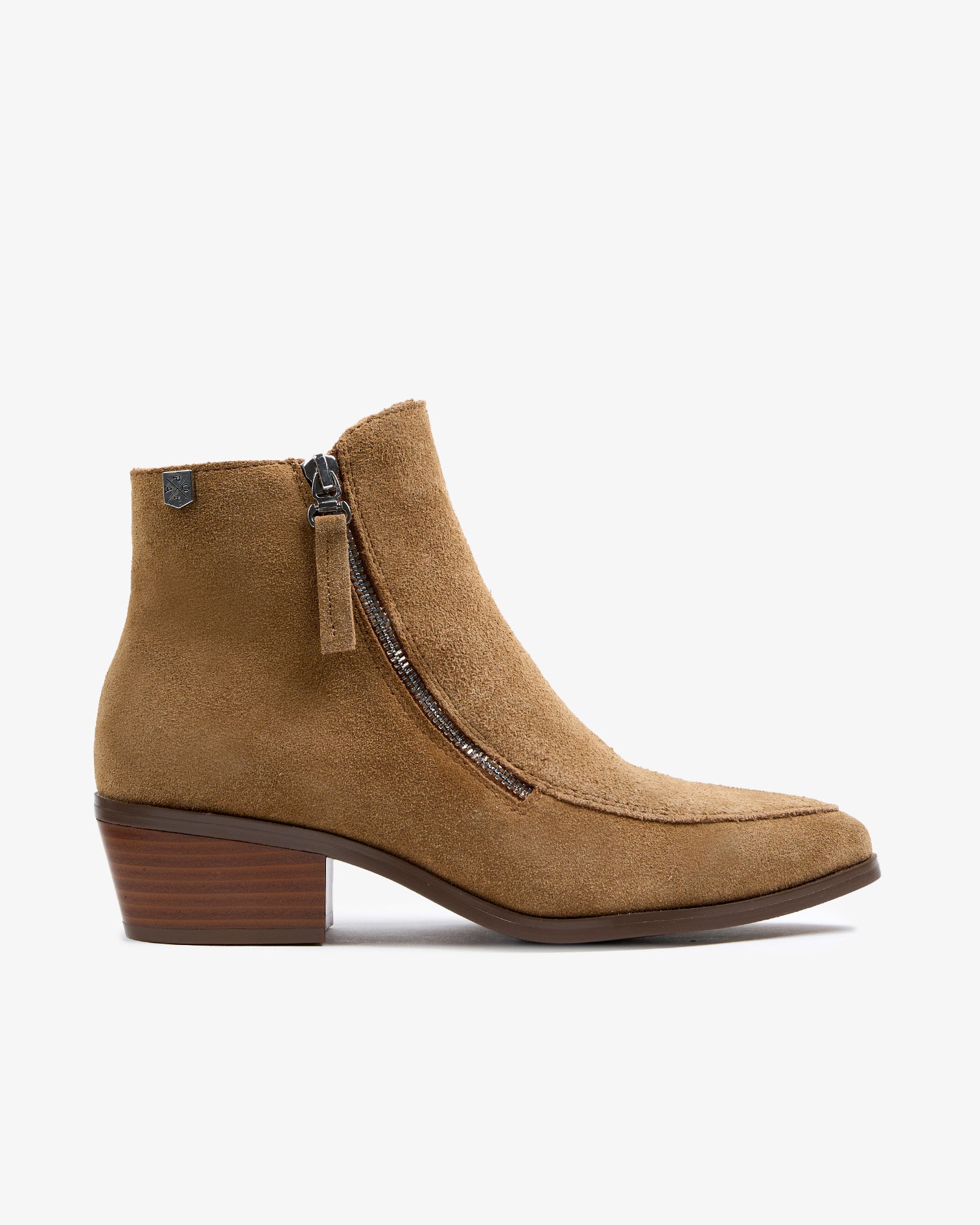 Bottine en cuir velours marron avec fermeture éclair urbaine