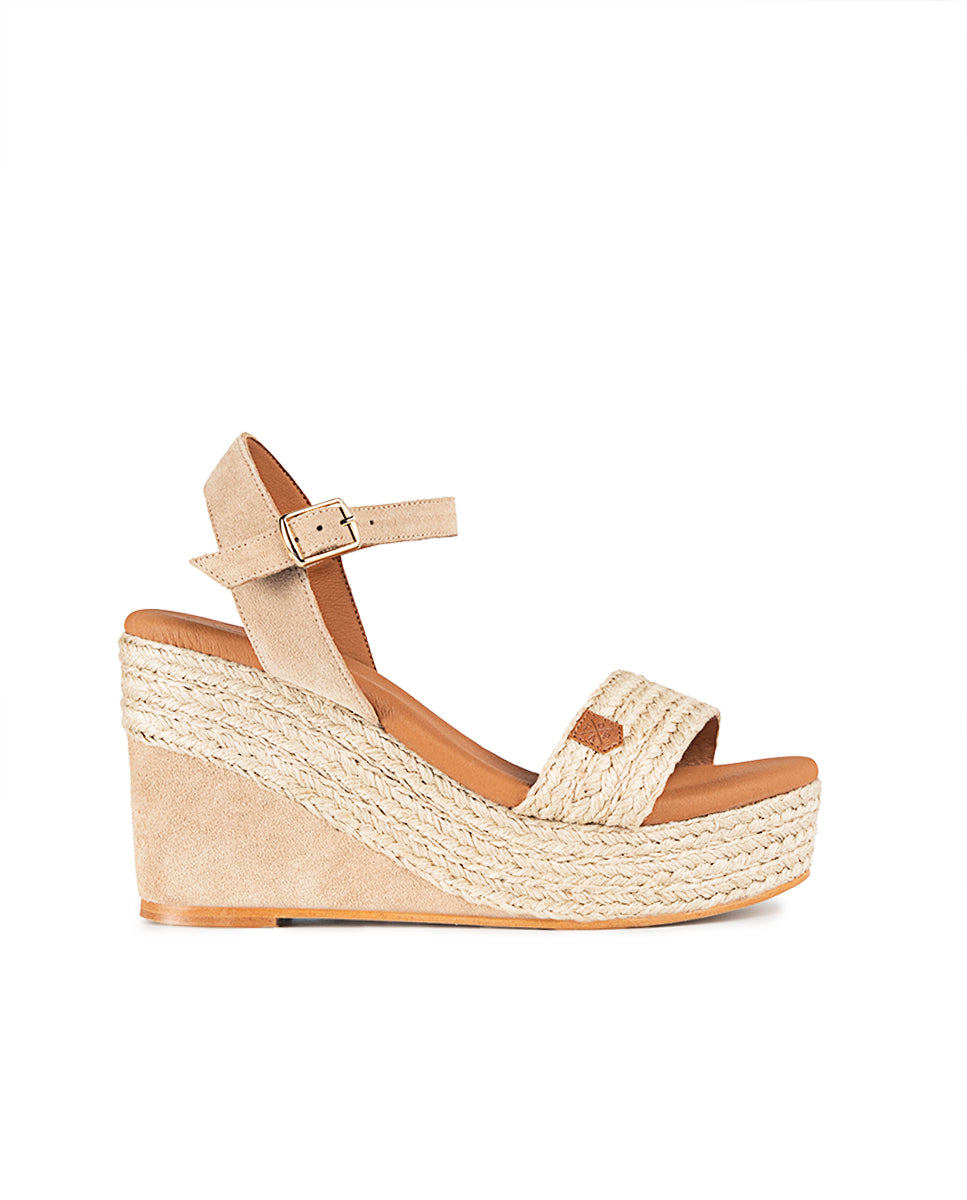 High Jute Bandon Salem Beige Wedge with buckle