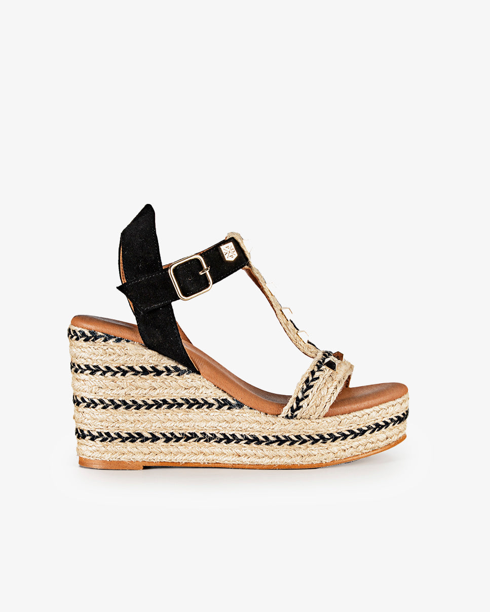 Kleo High Wedge Black Decorations with buckle