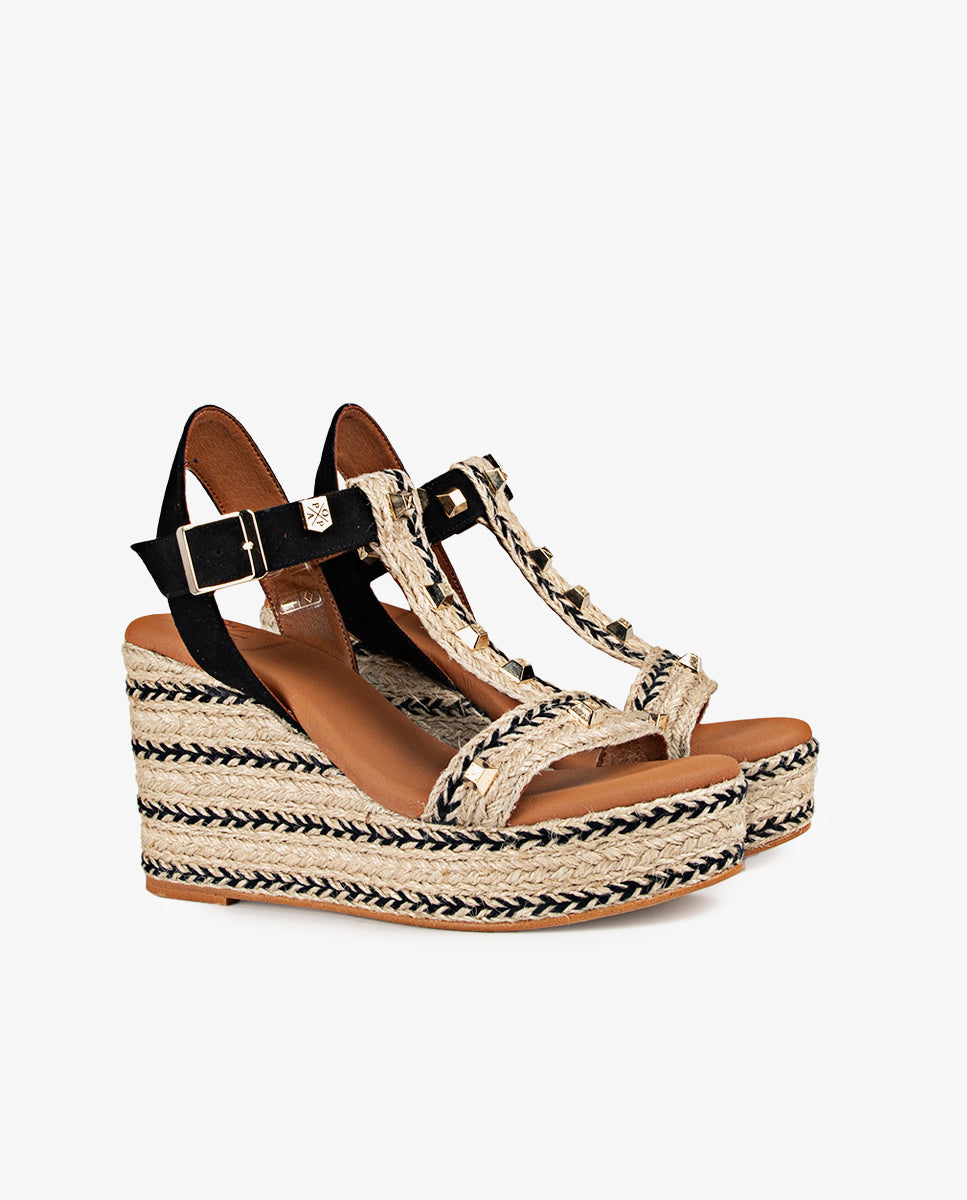 Kleo High Wedge Black Decorations with buckle