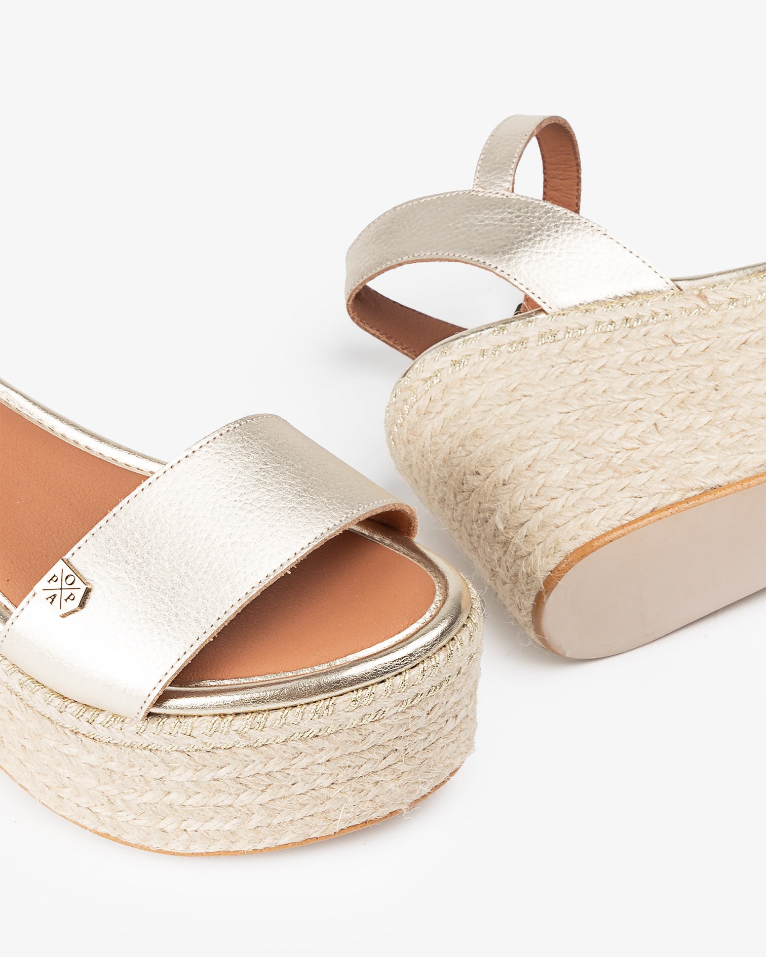 Tofari High Wedge Gold Leather with Buckle