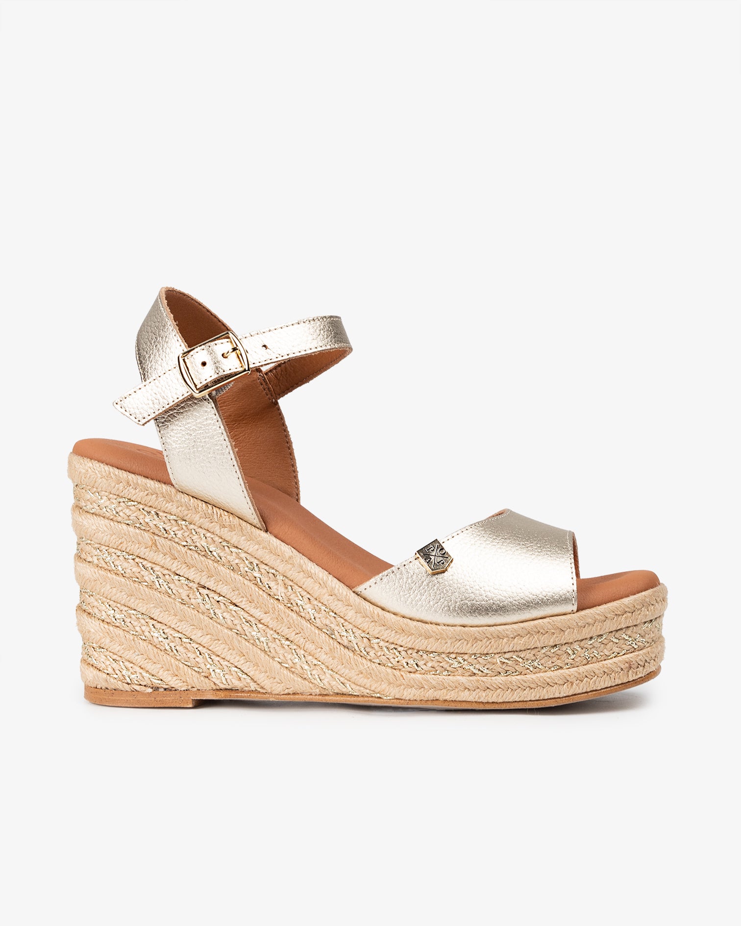 High Wedge Rome Leather Gold