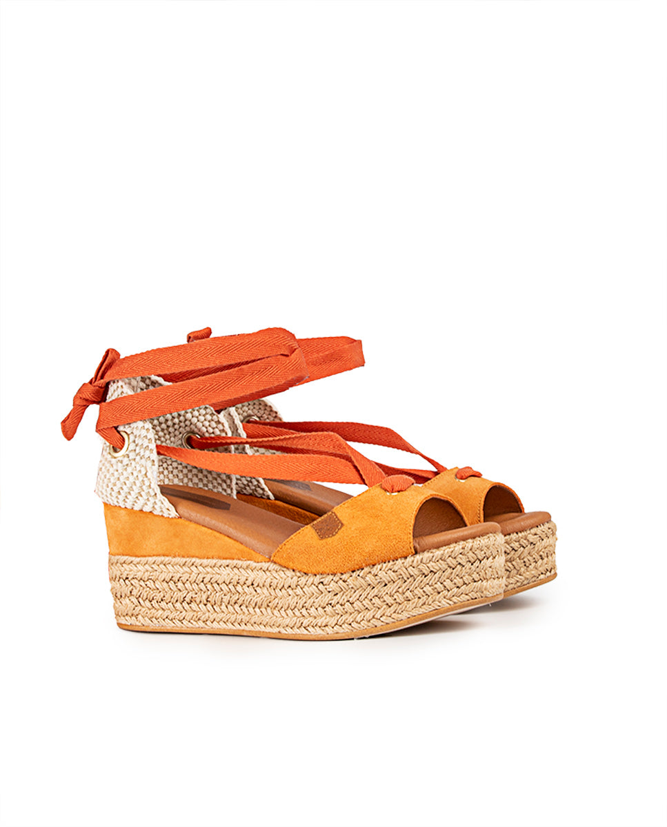 Cuña Baja Valdes Lazada Serraje Naranja