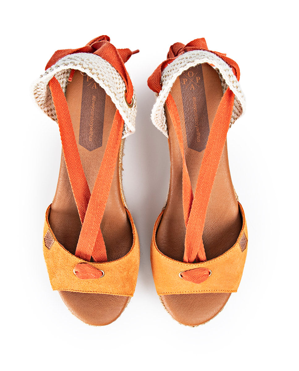 Cuña Baja Valdes Lazada Serraje Naranja