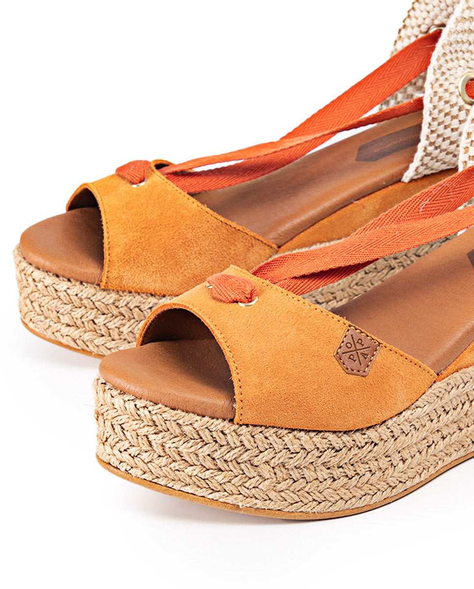 Cuña Baja Valdes Lazada Serraje Naranja