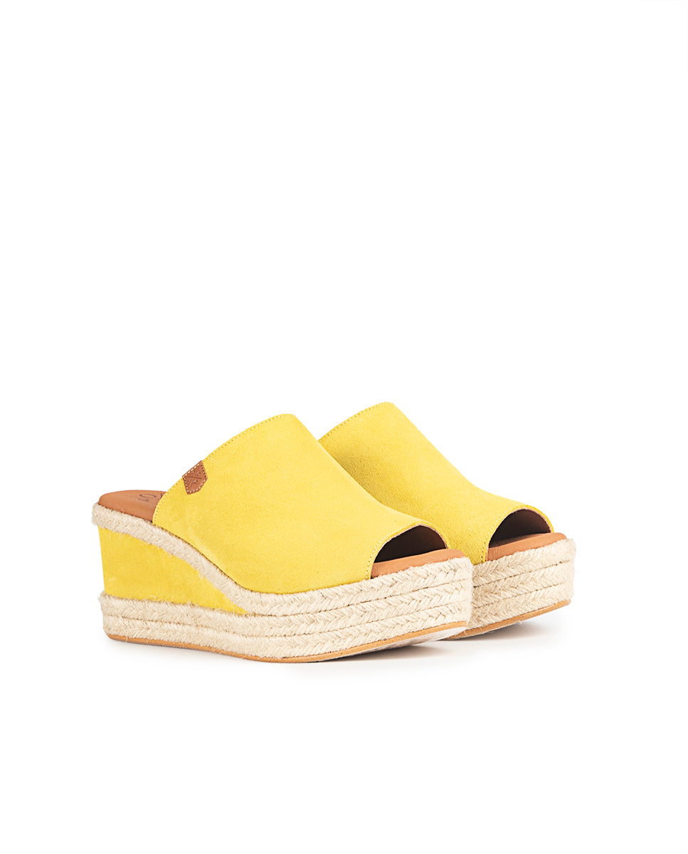 Cunha Baixa Juta Arenita Couro Split Amarelo