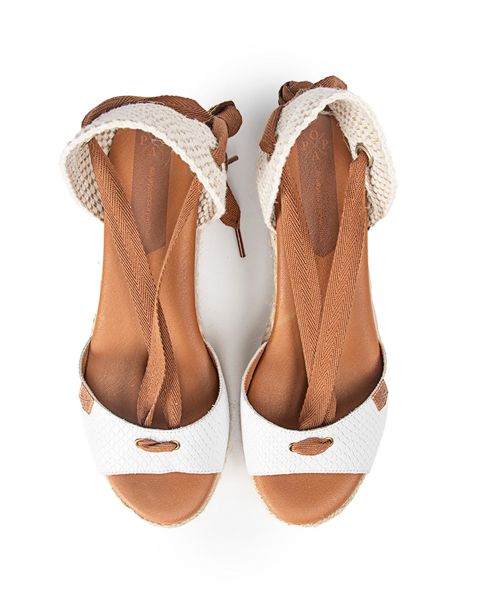 Cuña Baja Yute Atada Valdes Snake Blanco