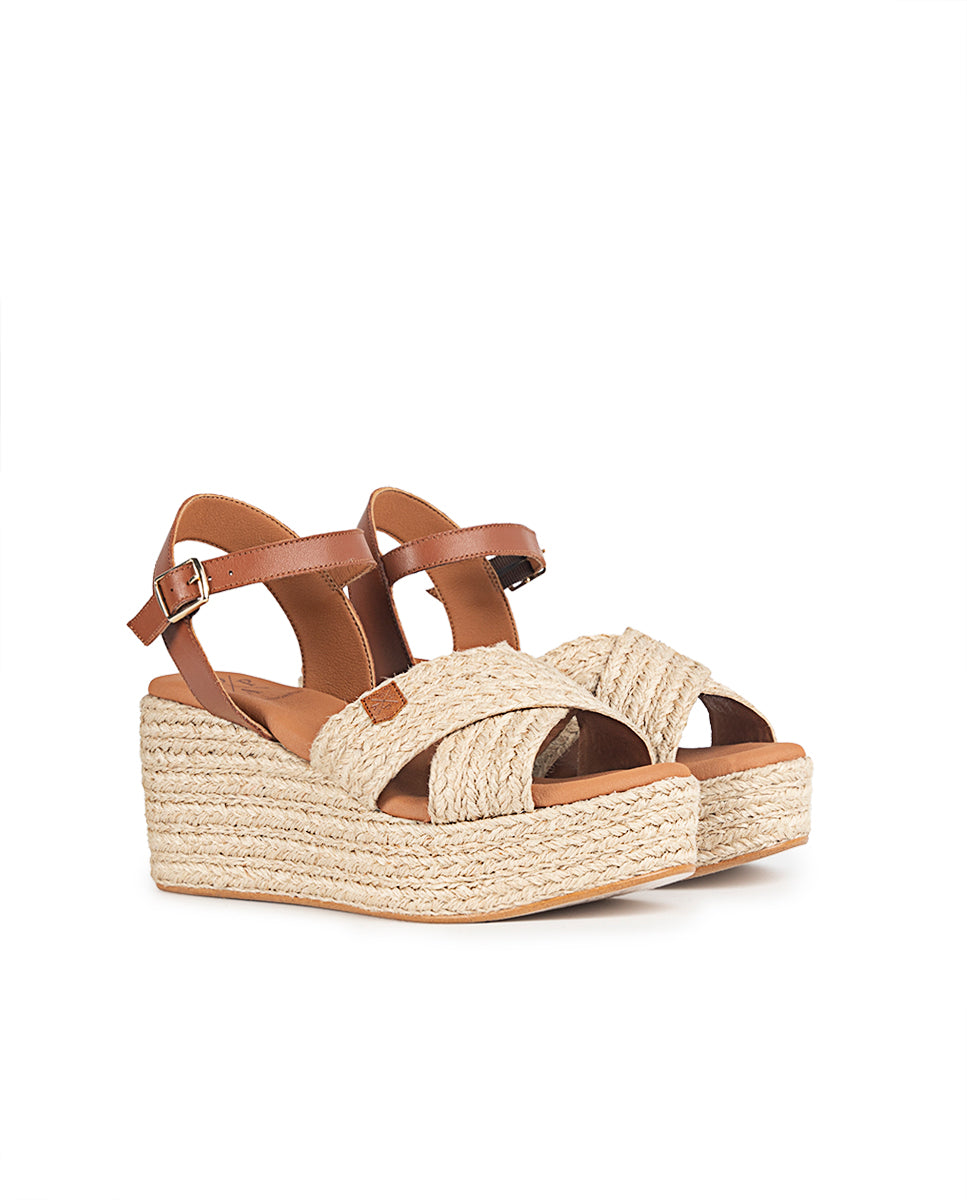 Low Jute Wedge Benijo Salem Leather with buckle
