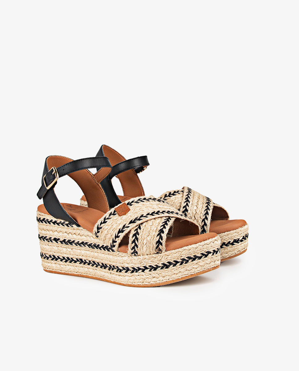 Cuña Baja Yute Benijo Salem Negro con hebilla