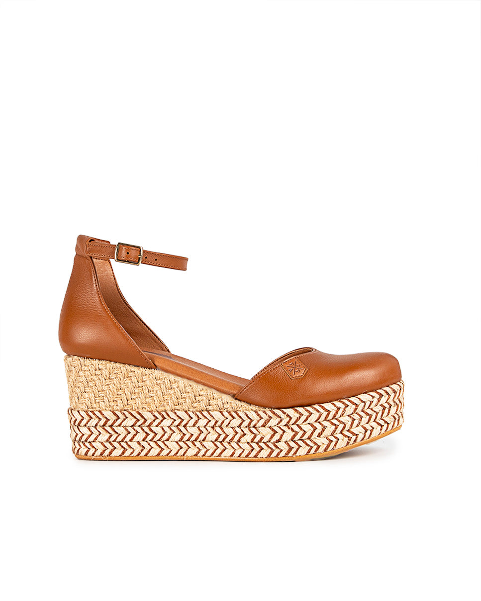 Low Jute Cantalar Leather Wedge with buckle