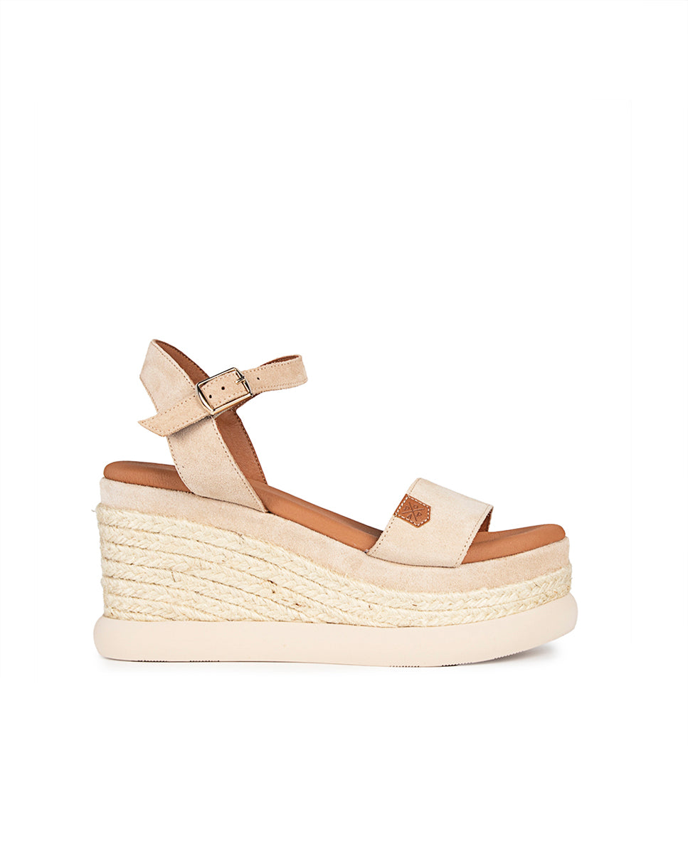 Rocha Camurça Low Wedge Bege
