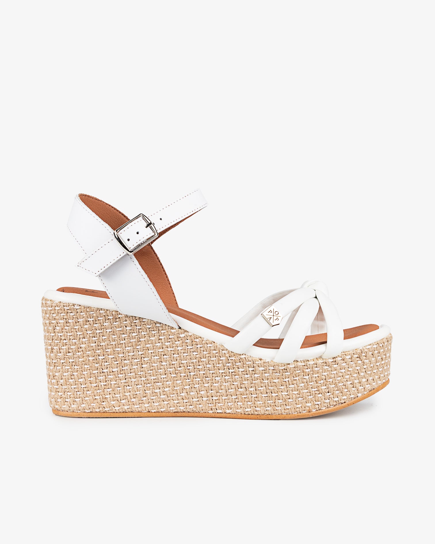 Cuña Baja Tampa Piel Blanco con hebilla 35