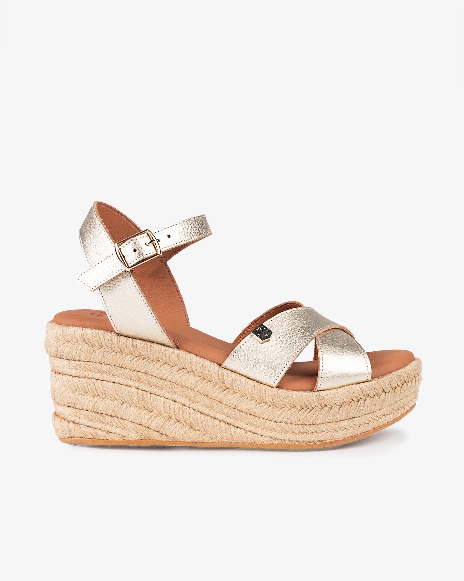 Benijo Gold Low Wedge with Buckle