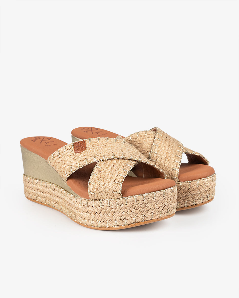 Albufera Gold Jute Wedge