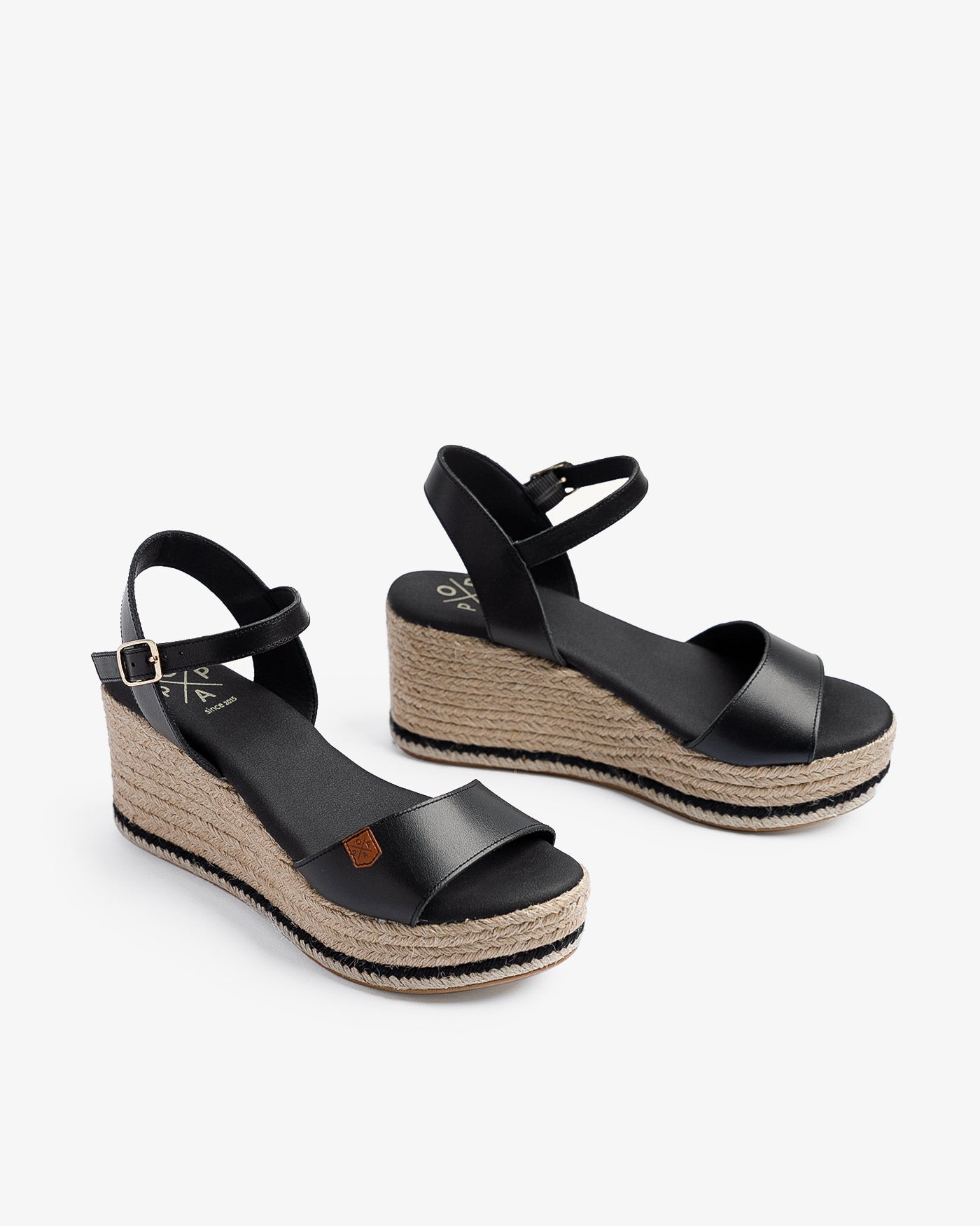 Sandale compensée Arenal en cuir noir 35