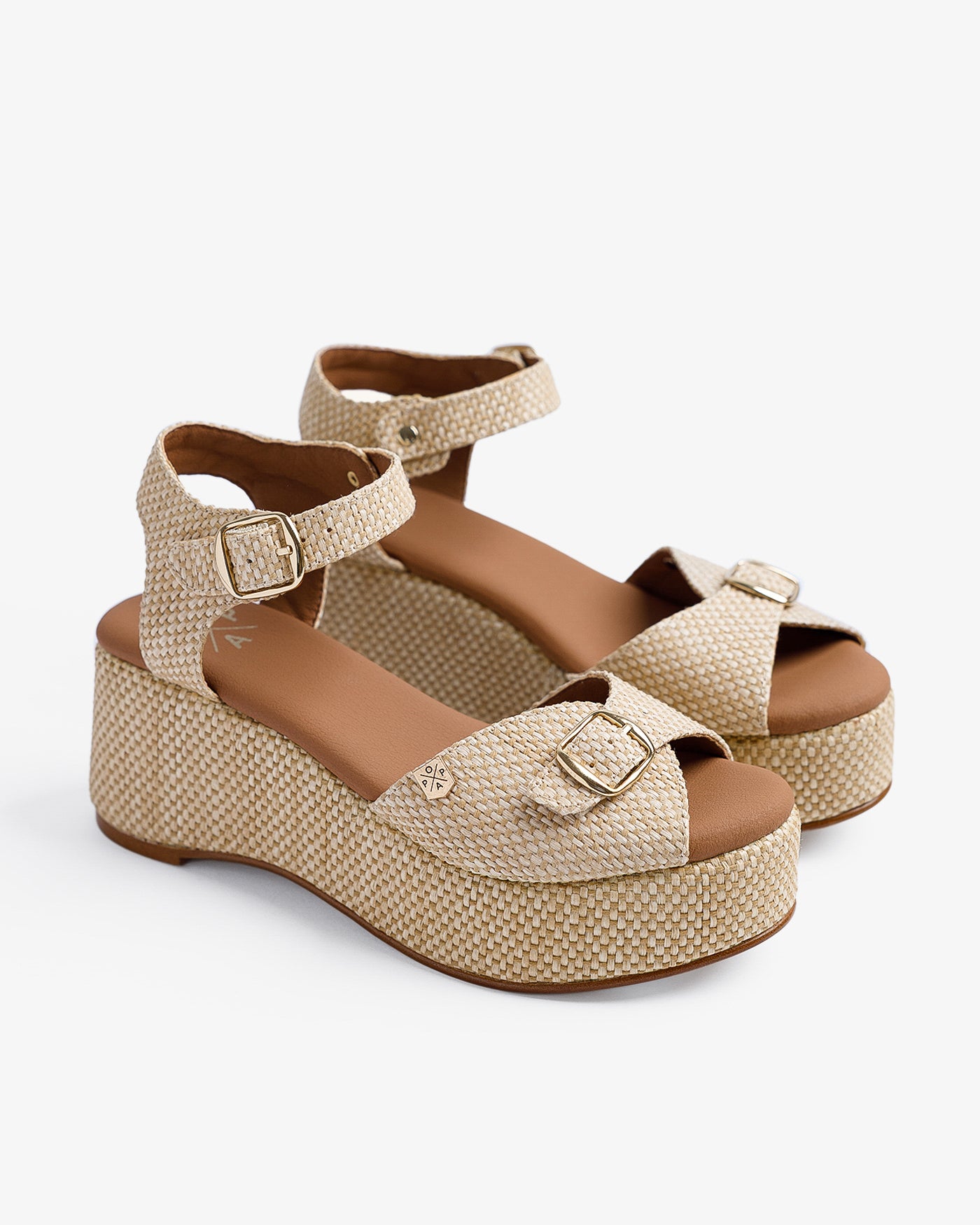 Compensée Muriel en raphia beige 35