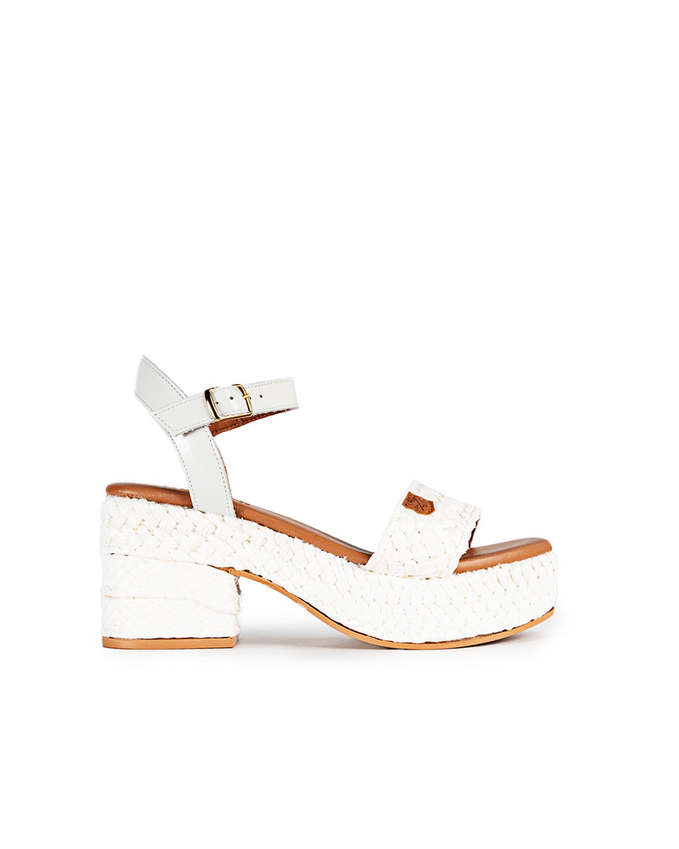 Cuña Tacón Arnia Rafia Blanco