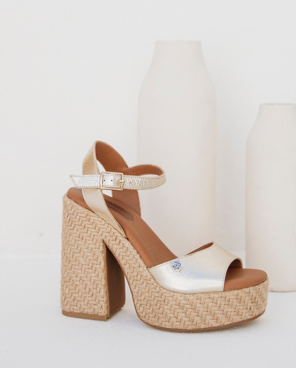 Platinum Laminated Monsul Heel Wedge