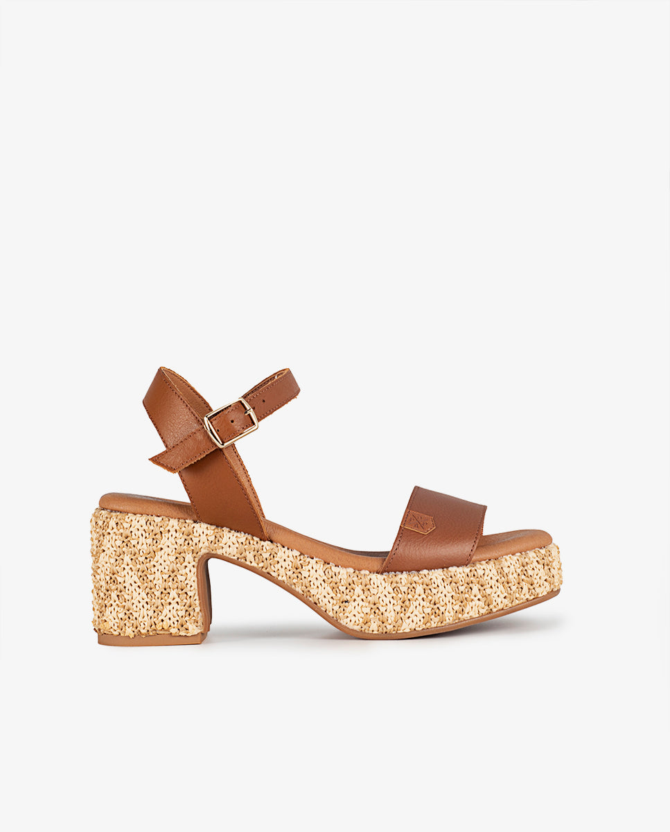 Wedge Heel Jute Beliche Leather with buckle