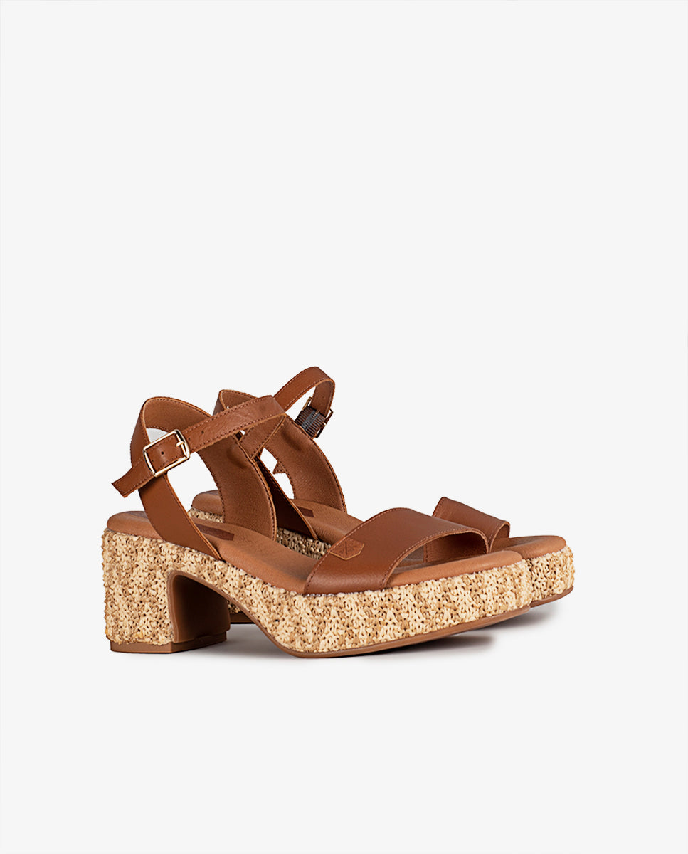 Wedge Heel Jute Beliche Leather with buckle