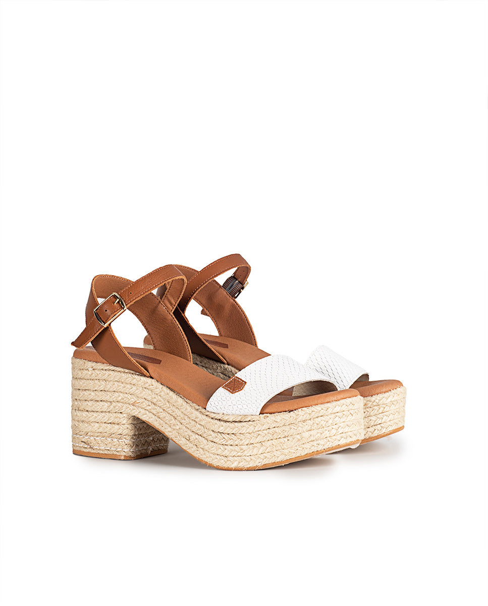Wedge Heel Abaka Snake White with buckle