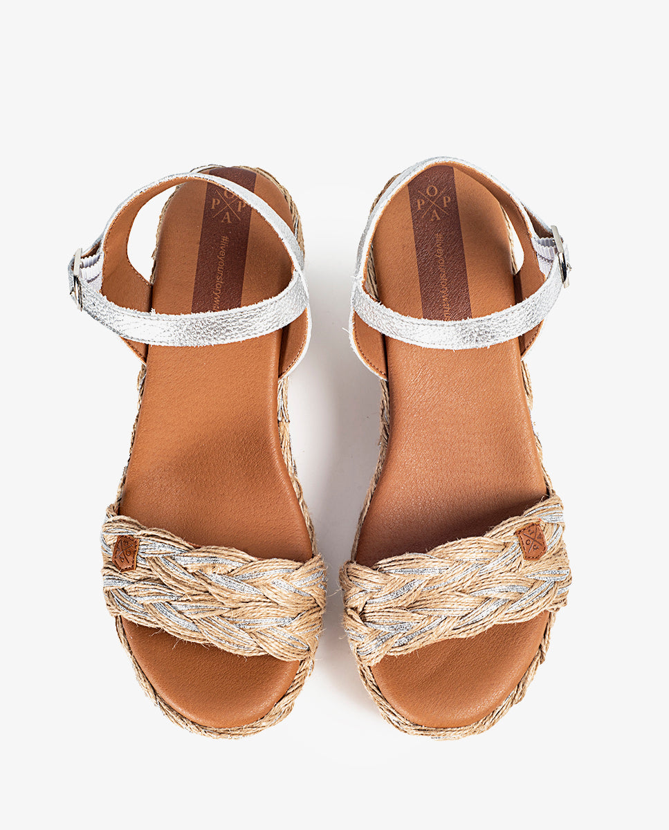 Talon compensé argenté Abaka Amur avec boucle