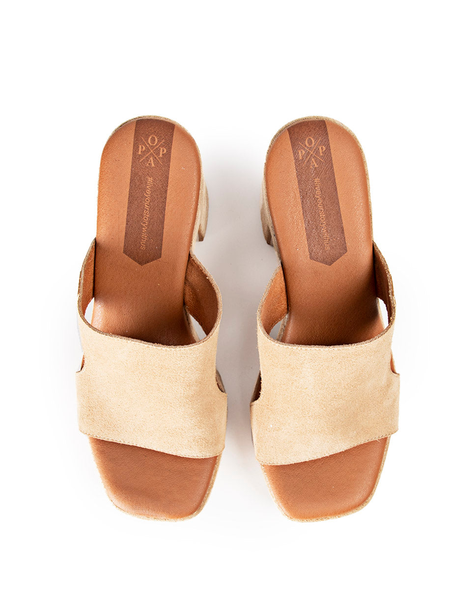 Cuña Tacón Padawan Serraje Beige