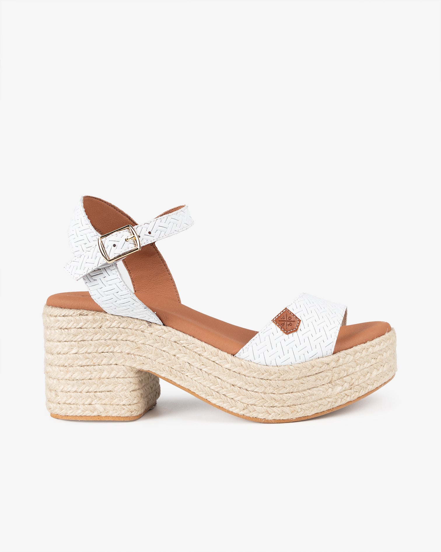 Arale Wedge Heel Braided White Crepe