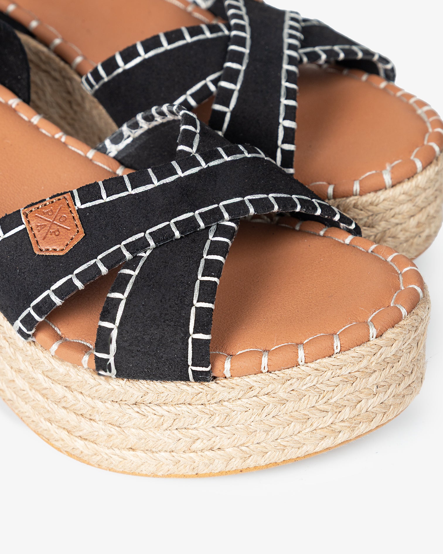 Cuña Tacón Clifton Cosido Preto