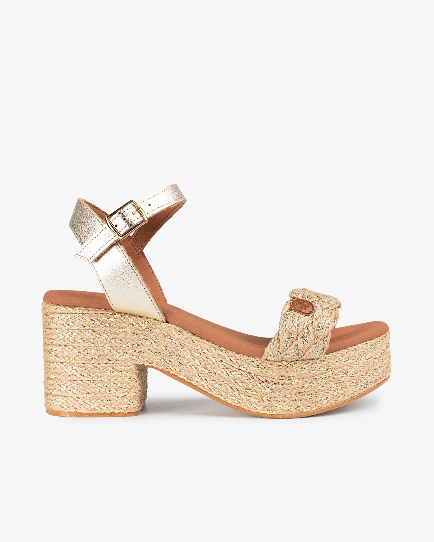 Cuña Tacón Abaka Trenzado Oro