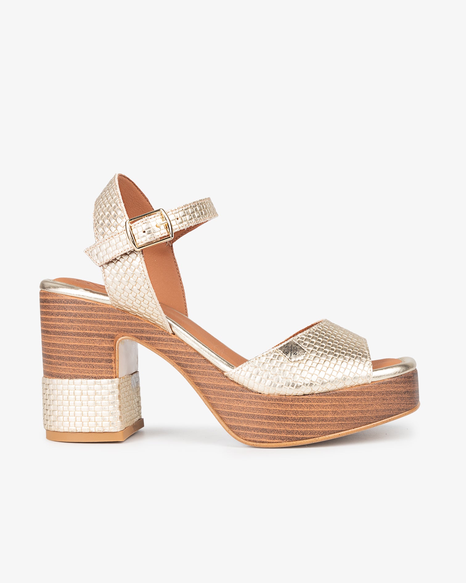 Marseille Treccia Gold Heeled Sandal