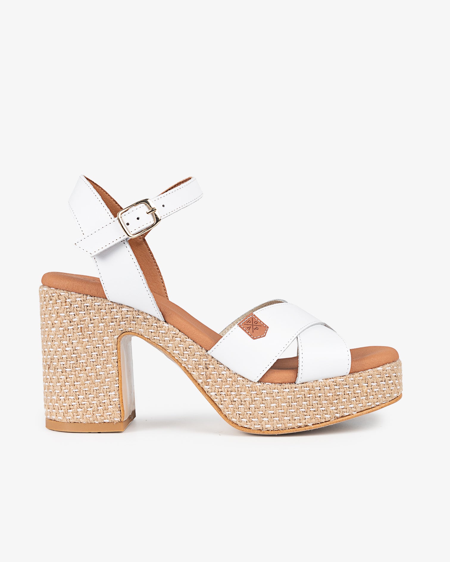 Cherie Heeled Sandal in White Leather