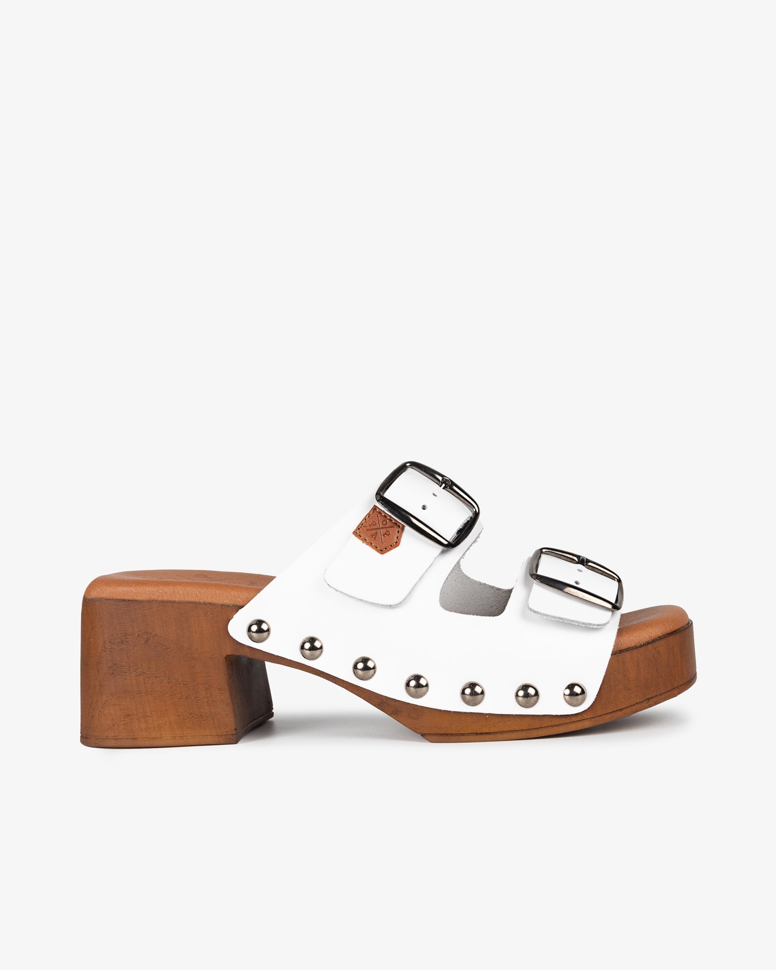 Zueco Madera Tachas Yew Piel Blanco 35
