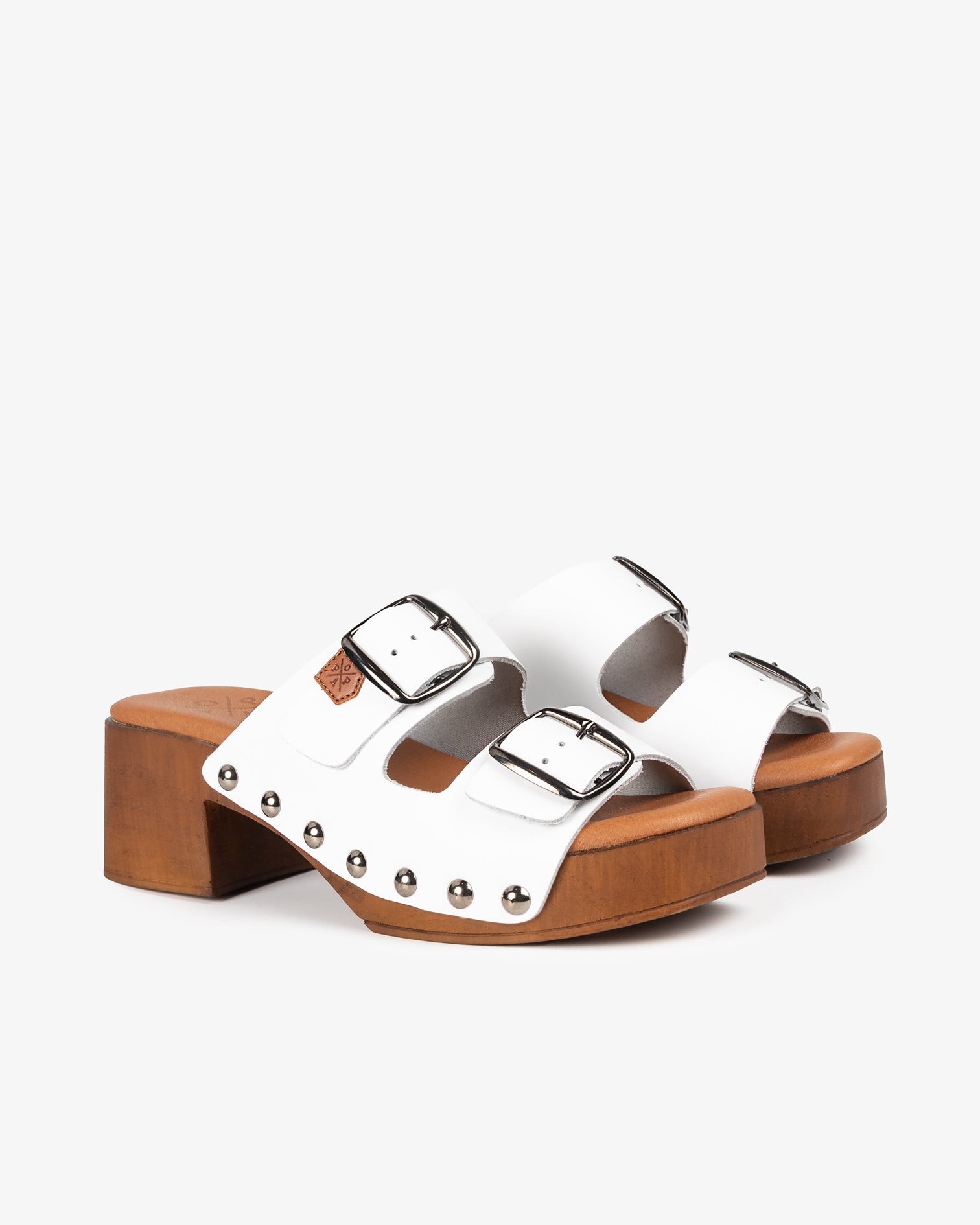 Zueco Madera Tachas Yew Piel Blanco 35