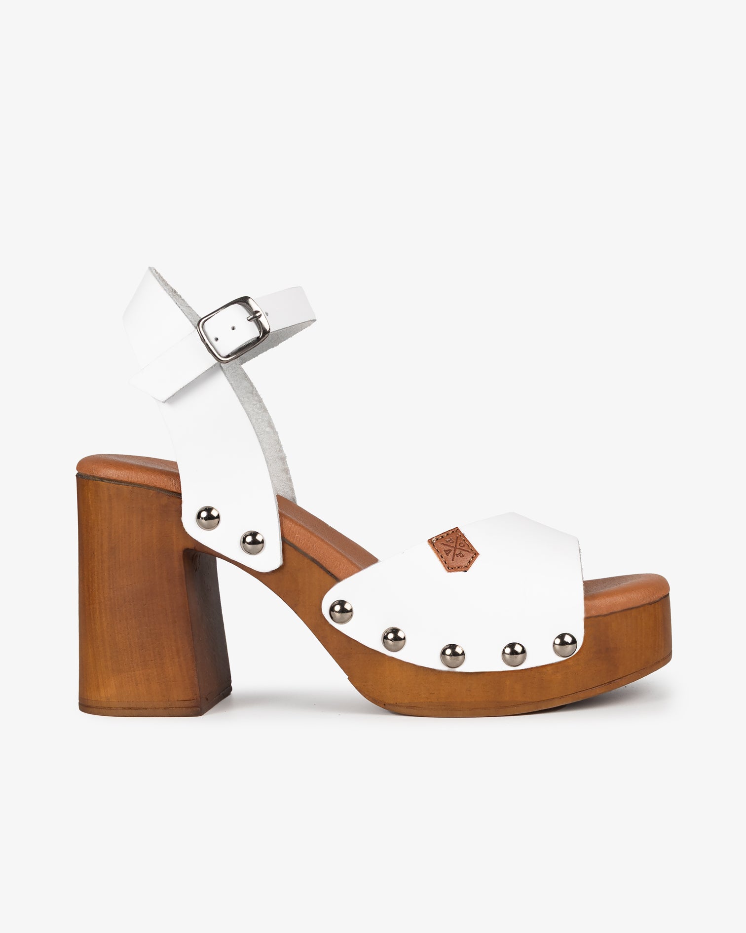 Sandalia Madera Tachas Willow Piel Blanco 35
