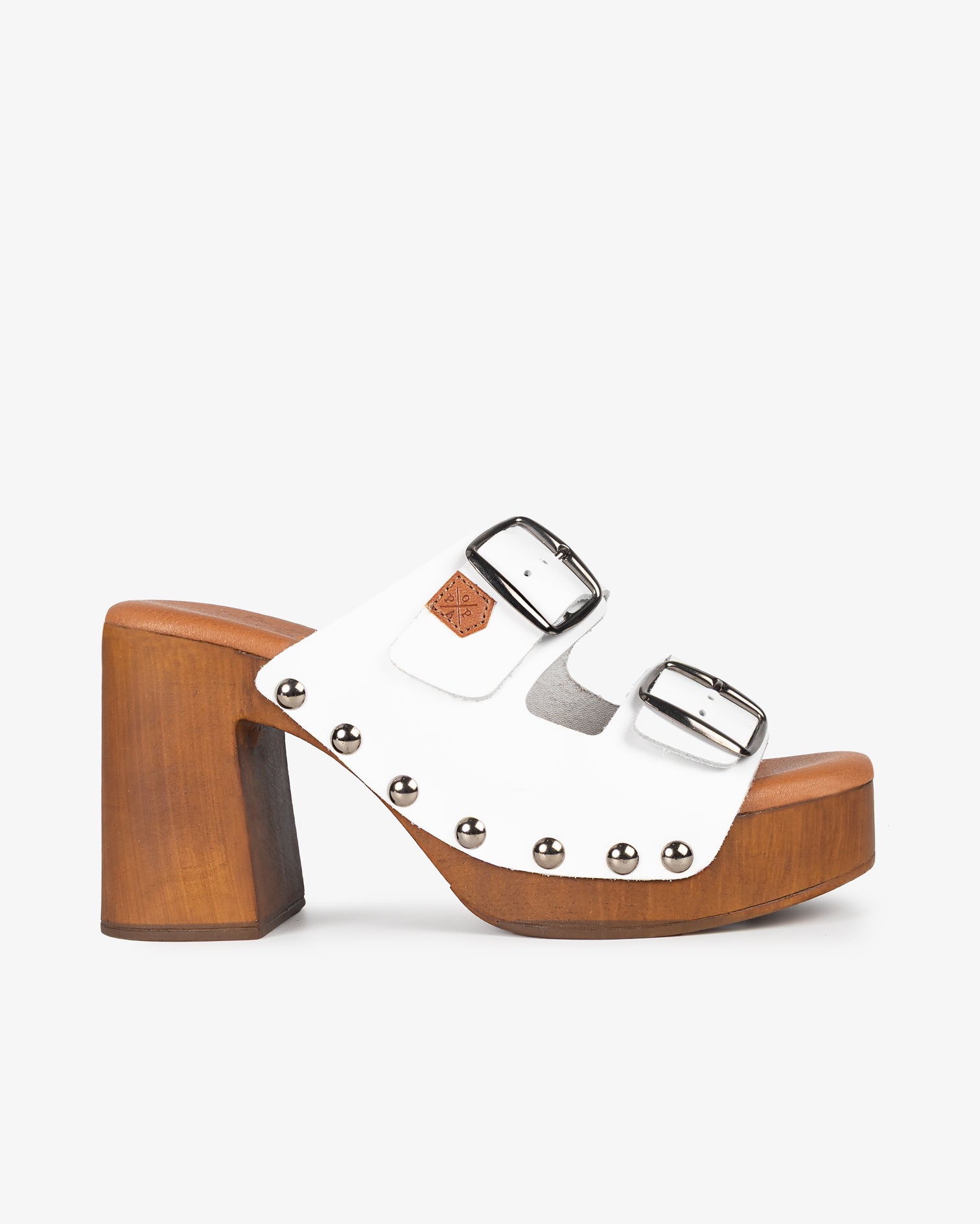 Sandalia Madera Tachas Alder Piel Blanco 35