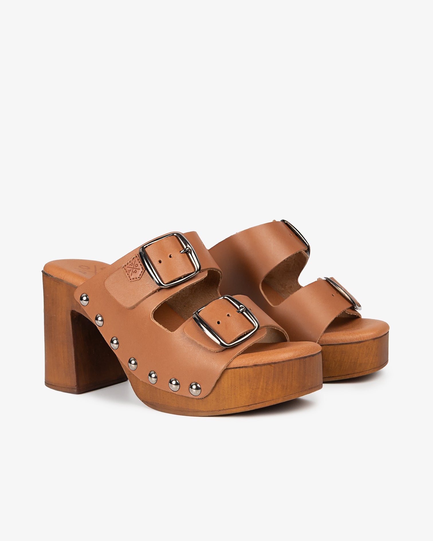 Sandalia Madera Tachas Alder Piel Cuero 35