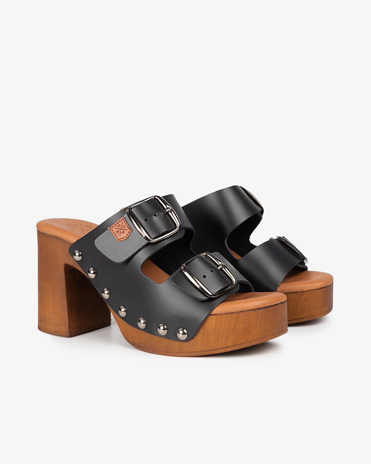 Sandalia Madera Tachas Alder Piel Negro 35