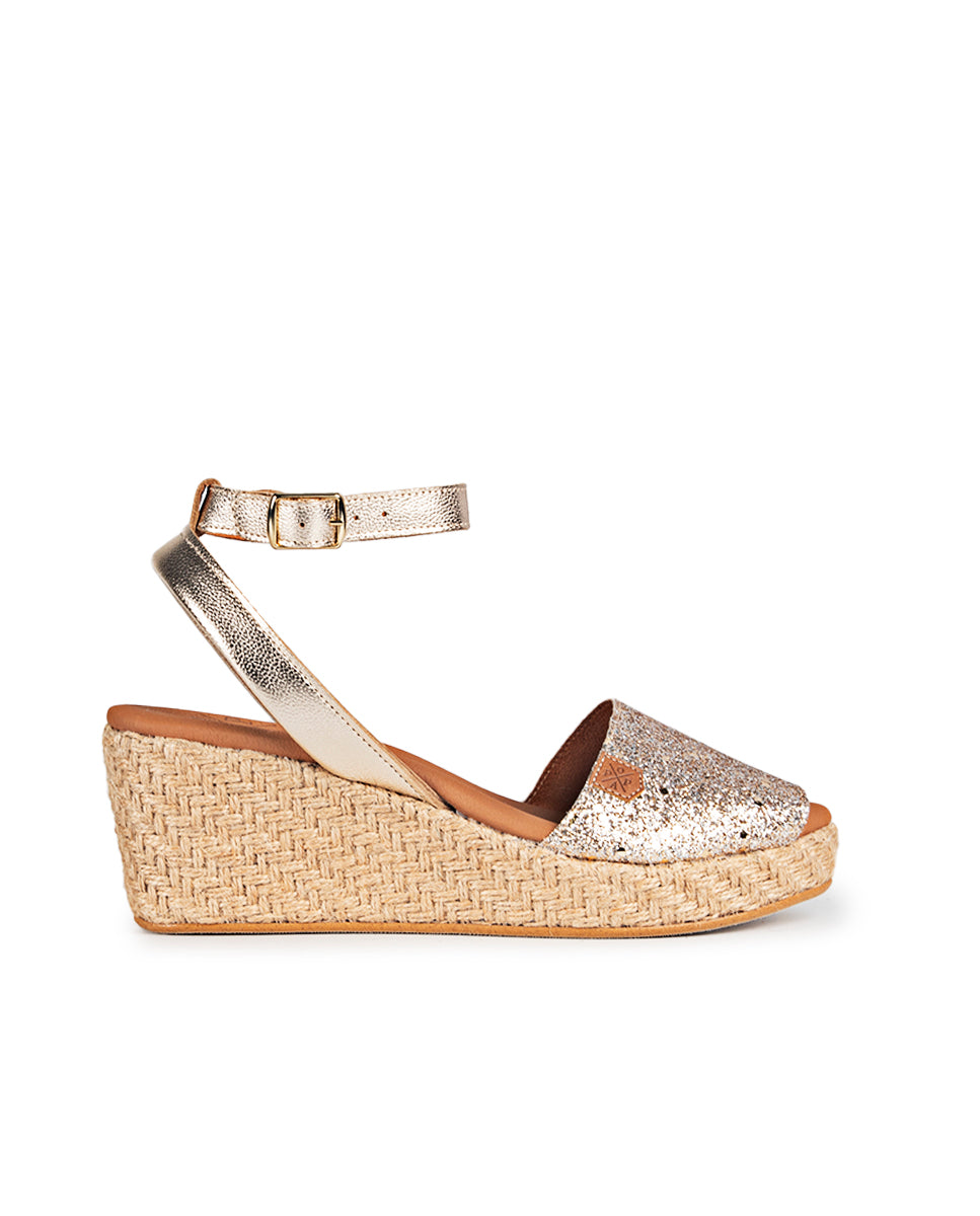 Cuña Baja Elettra Glitter Platino 35